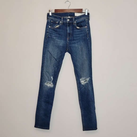 RAG & BONE HIGH RISE SKINNY JEANS BONNIE DISTRESSED - Picture 13 of 16